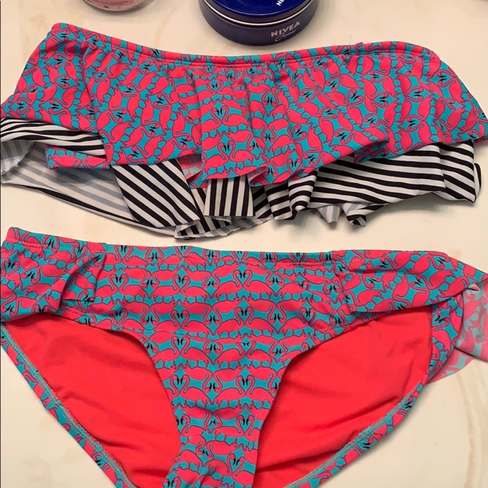 Flamingo strapless bikini